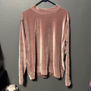 Xersion Dusty Pink Velvet Mock Neck Sweater Size XL *FLAW*